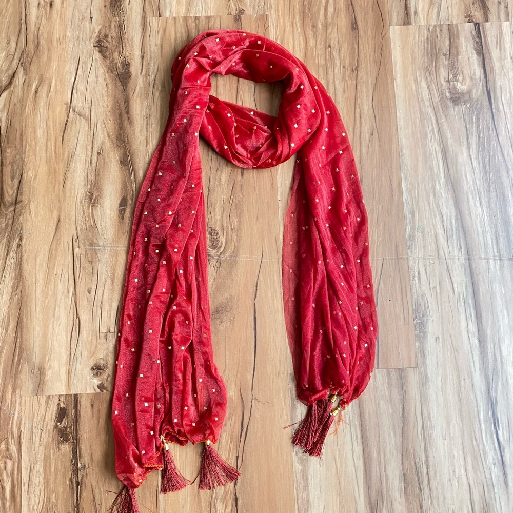 Burgundy and orange Indian scarf🧣(Dupatta)